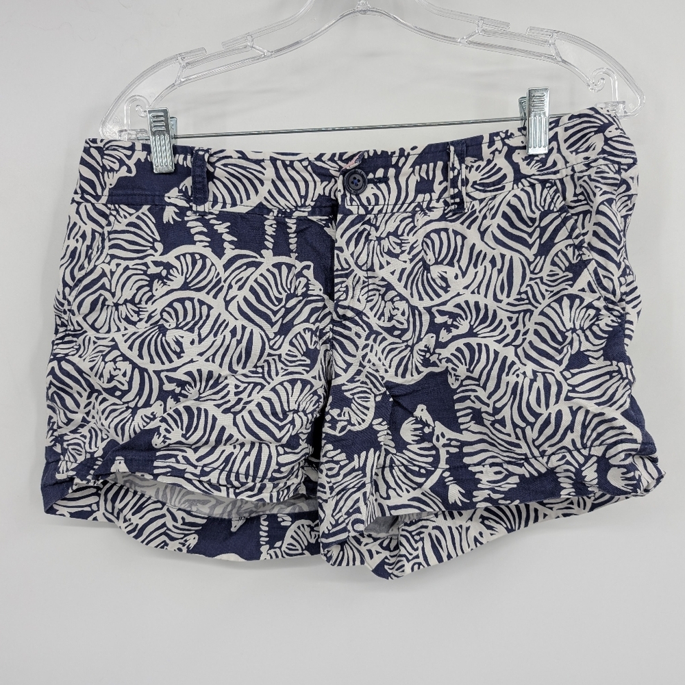 Lilly Pulitzer Callahan Shorts Blue White I Herd You Zebra sz 8